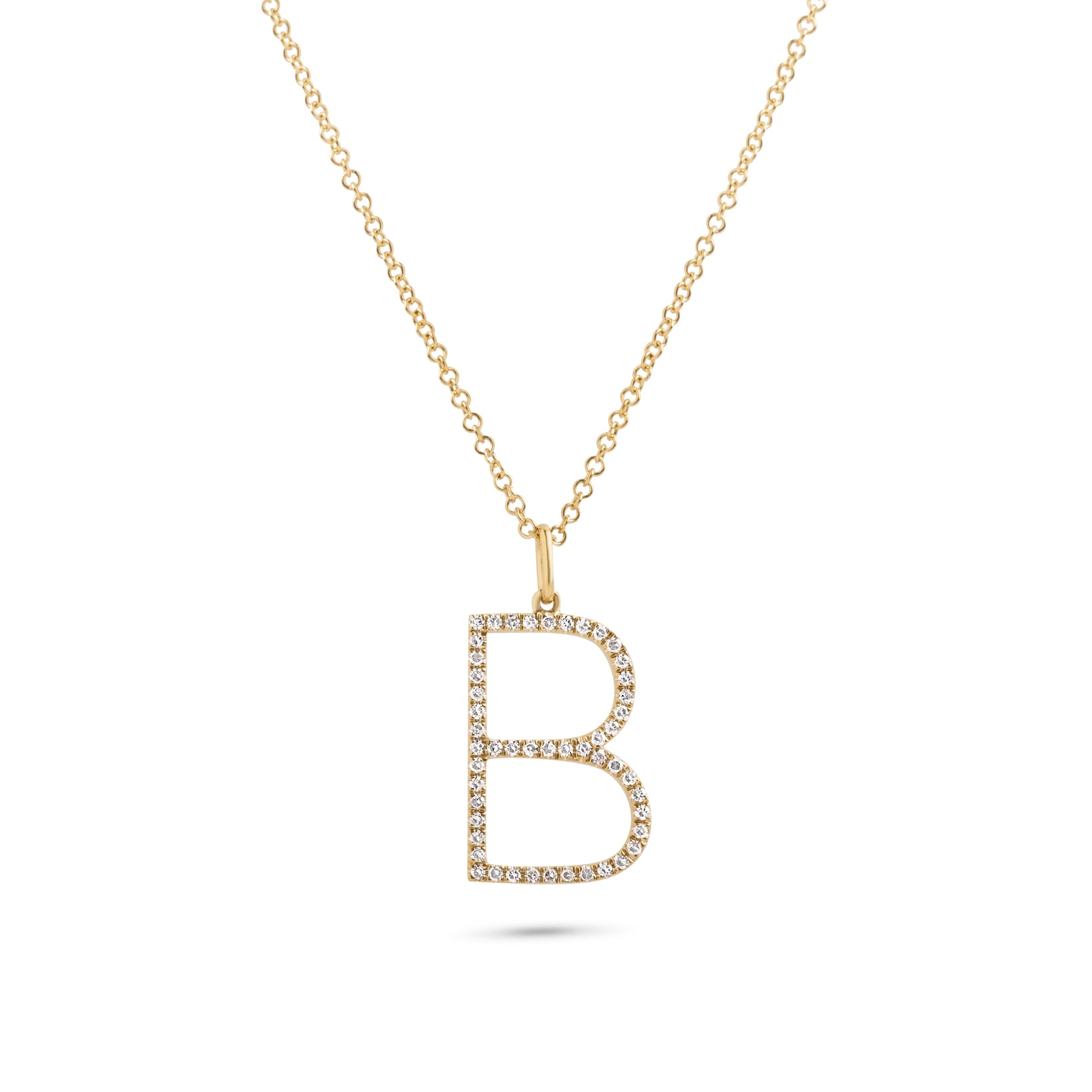14K White Gold Diamond Letter V Pendant Necklace