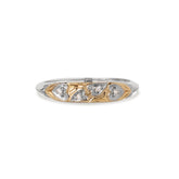 14k two tone diamond estate ring with heart detailing