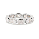 14kw east west bezel set oval moissanite eternity ring size 7