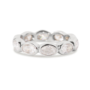 14kw east west bezel set oval moissanite eternity ring size 7