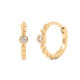 14k yellow gold 14k white gold bezel diamond gold ball huggie hoop earrings