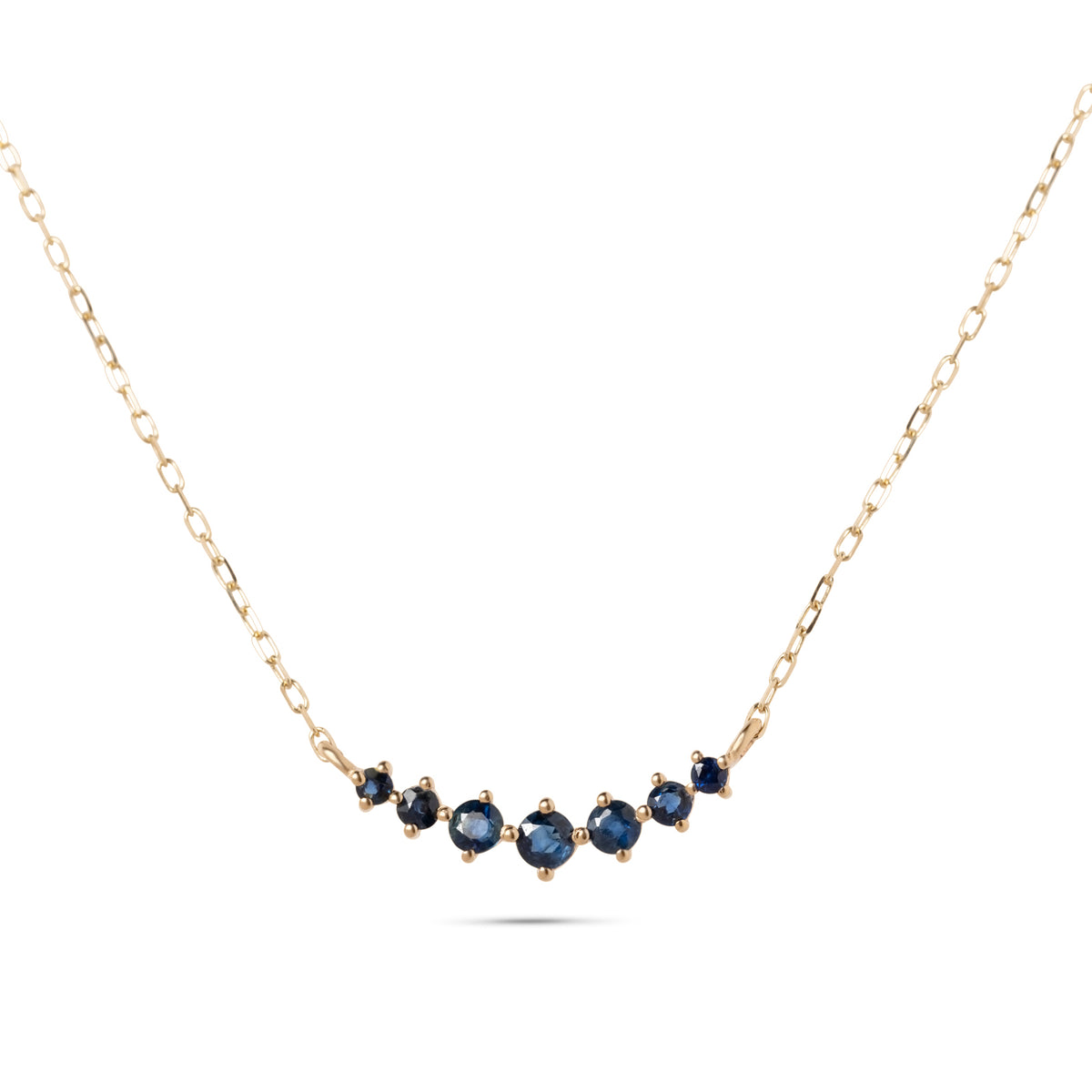 14k yellow gold graduated sapphire necklace 