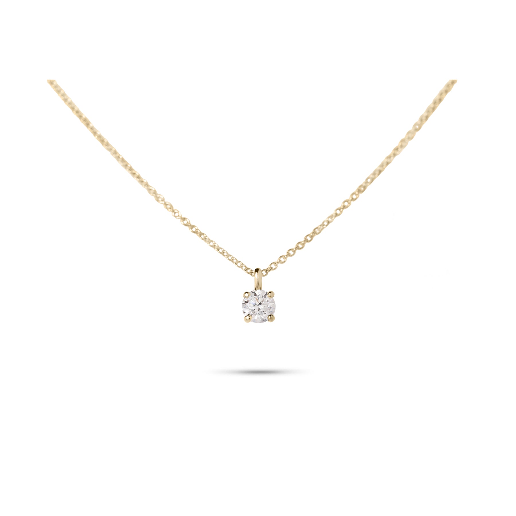 14k yellow or white gold 0.37ct lab grown diamond prong set pendant necklace