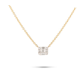 14k yellow gold diamond cluster illusion necklace 