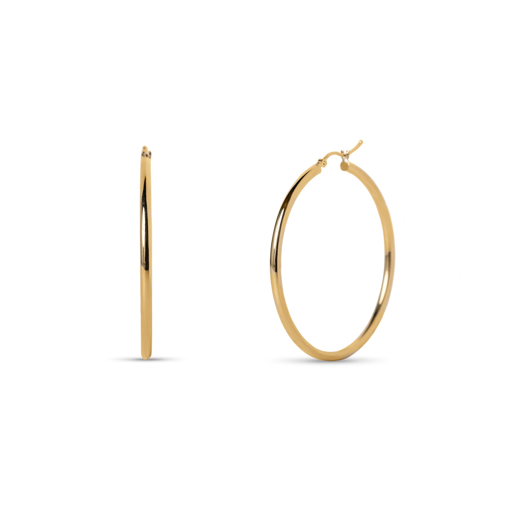 14k yellow gold medium 35mm hoop earrings