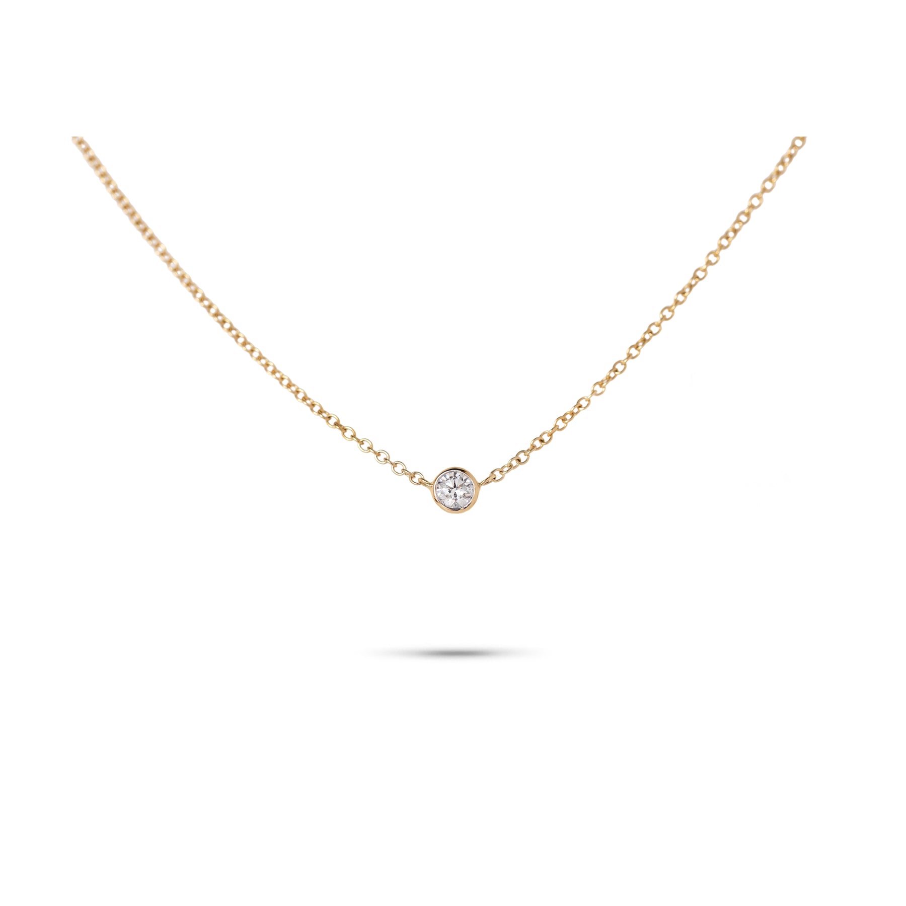 14k yellow or white gold 0.11ct lab grown diamond bezel set pendant necklace