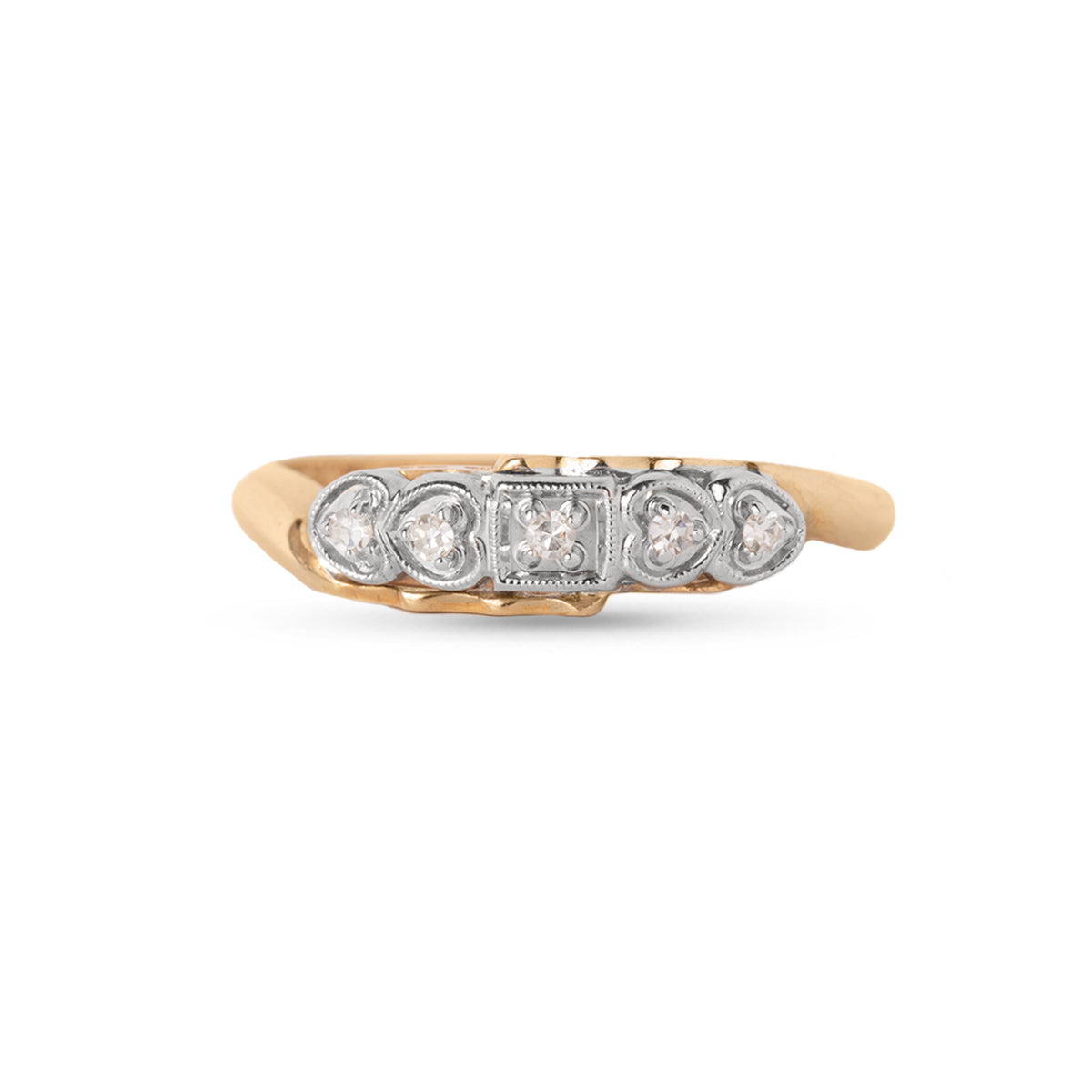 14k two done diamond estate ring