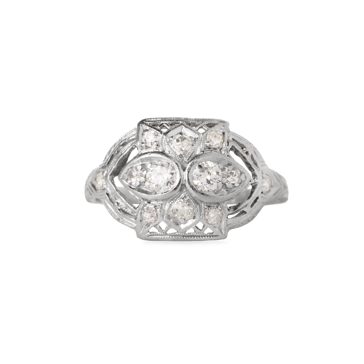 Platinum diamond estate ring