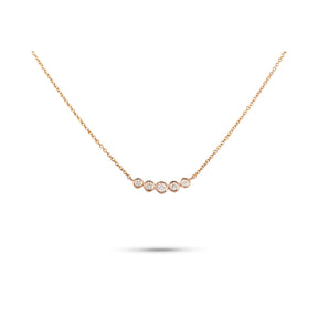 14k rose gold bezel set 5 diamond necklace