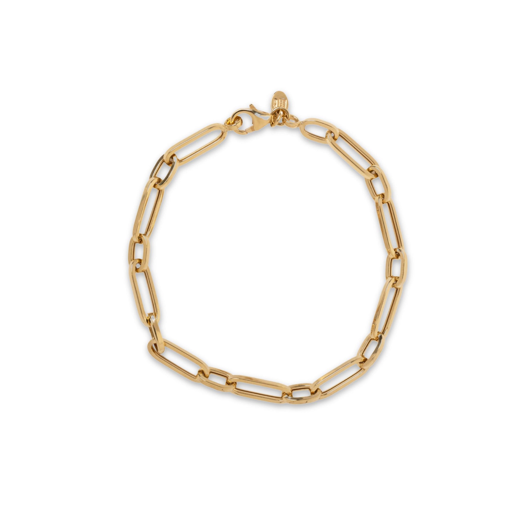 14k yellow gold paperclip chain bracelet