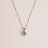 14k yellow gold simple prong set 0.53ct round brilliant cut natural diamond pendant necklace