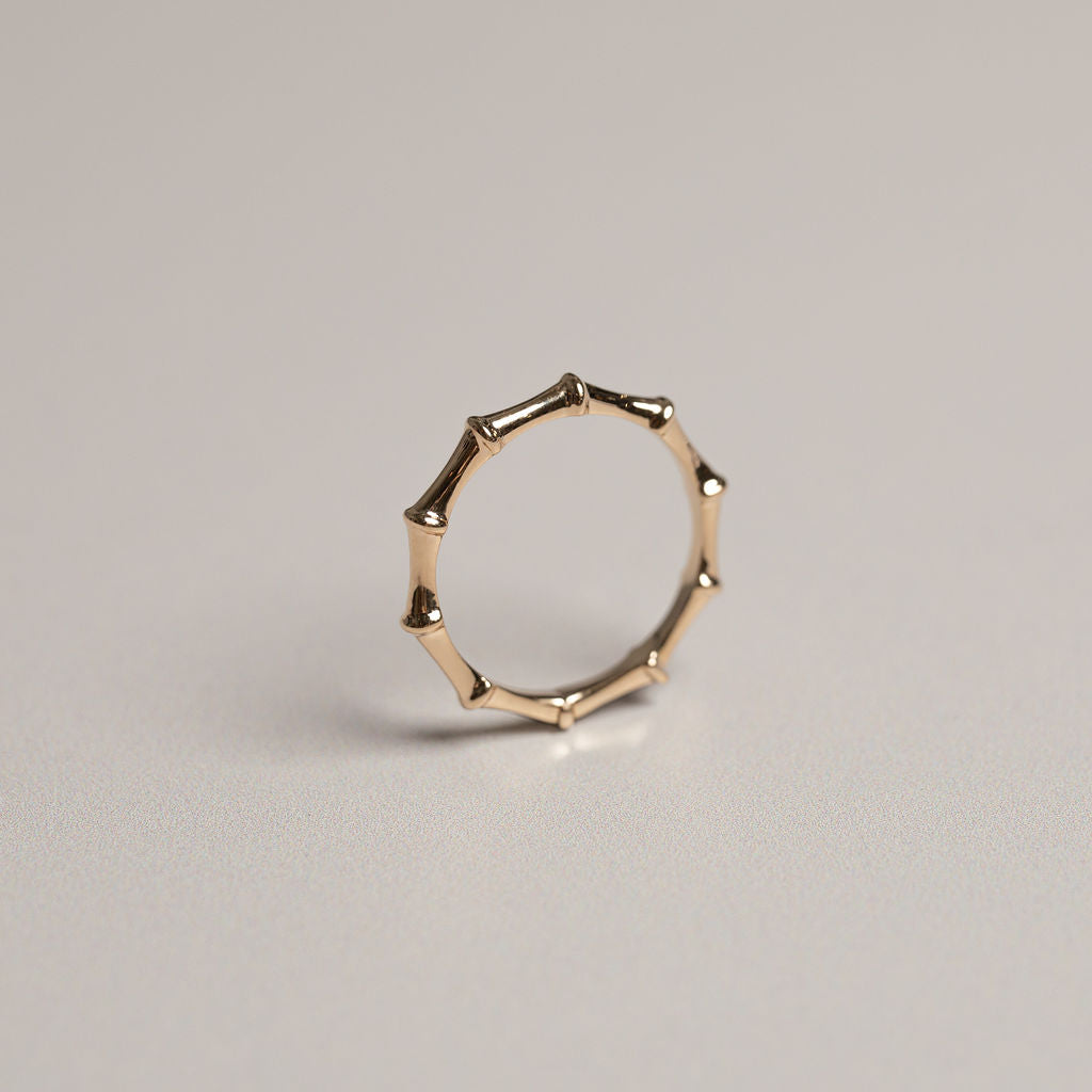 14k yellow gold bamboo style stacking ring