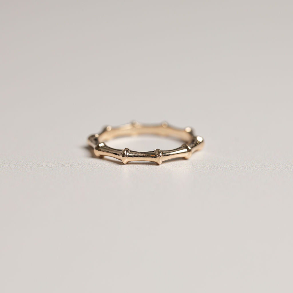 14k yellow gold bamboo style stacking ring