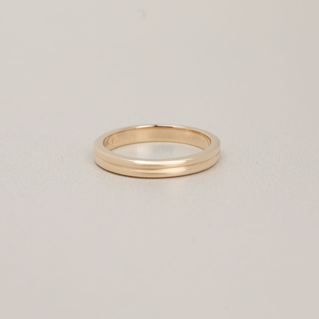 14k gold platinum double ridged wedding band