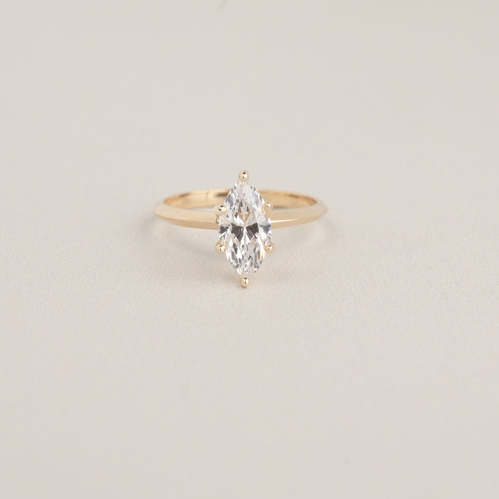 14k gold solitaire knife edge band engagement ring setting