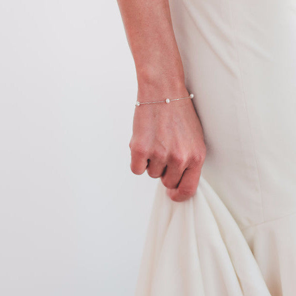 white gold and pearl wedding bracelet